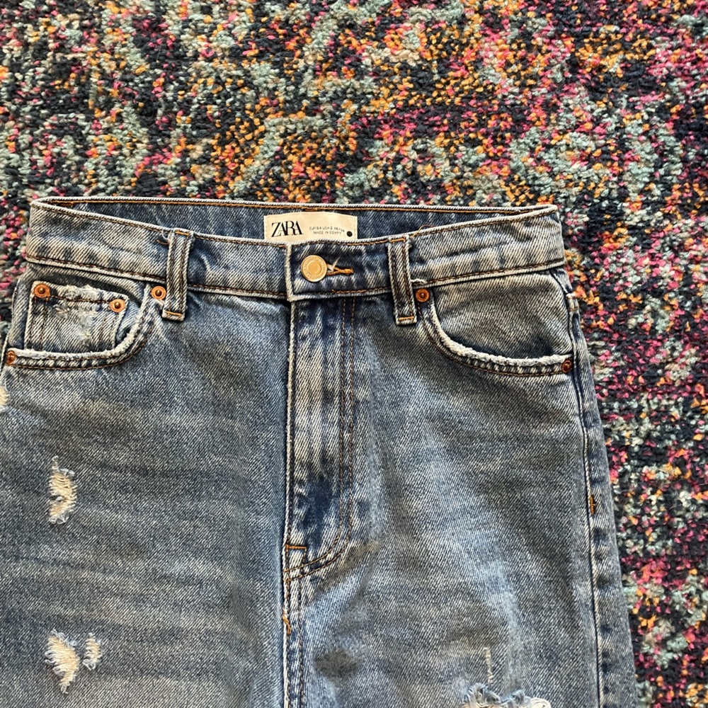 Zara Distressed Wide Leg Jeans